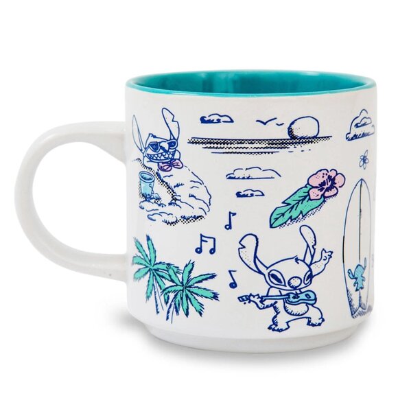 NEW Disney STITCH Aloha Hula Hawaii Sketch Ceramic 13 oz Coffee Tea Mug Cup - Picture 3 of 5